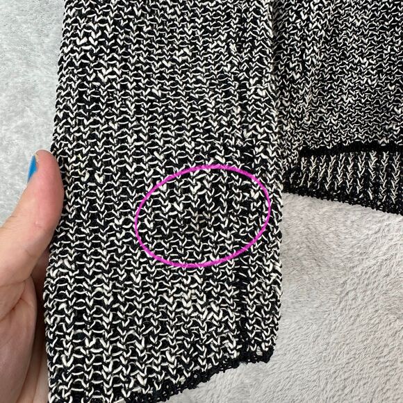 Eileen Fisher Melange Organic Linen Grain Jacket Small Cardigan Black White Snap - Picture 8 of 13